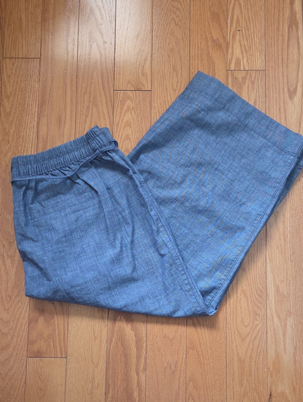 New NEVER WORN Reitmans Blue Cotton Blend Cropped Wide-Leg Pants